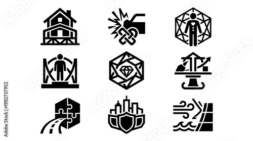 Set of Cryptocurrency Icons in Flat Style for Digital Finance Applications