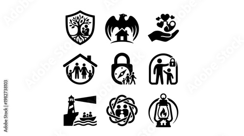 Set of Cultural Icons Including Heritage Symbols Religious Gesture and Community Emblems