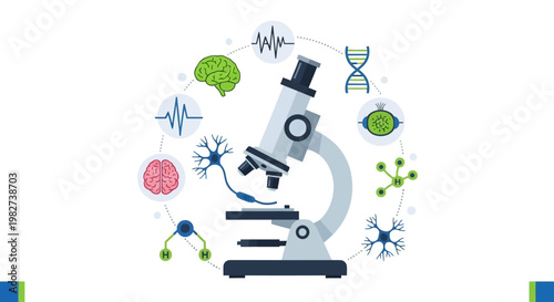 Scientist examines microscopic structures with a modern laboratory microscope closely.