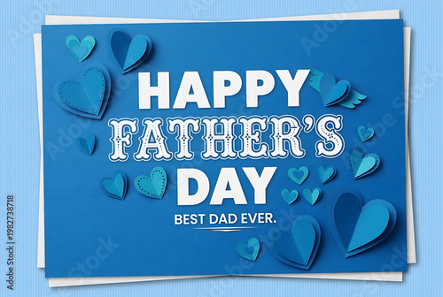 Happy father's day greeting card with best dad ever text on a blue background.