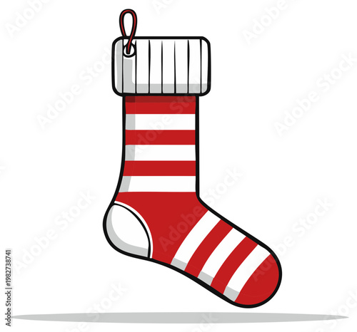 Festive Red and White Striped Christmas Stocking for Holiday Gifts