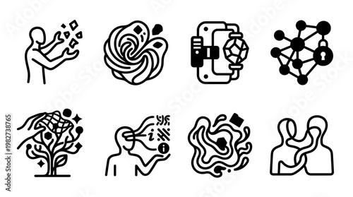 Science Research And Innovation Icons Set For Technology And Biological Study