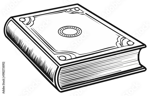 Elegant Antique Book with Ornate Cover Illustration