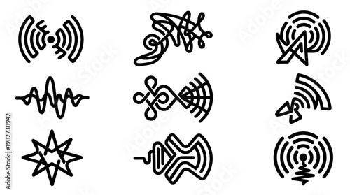 Set of Modern Wireless Communication Icons for Technology and Connectivity Concepts