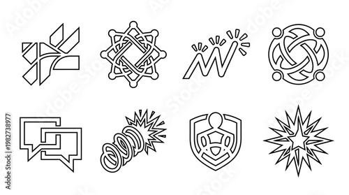 Vector Icon Set of Abstract Symbols and Emblems for Digital Design