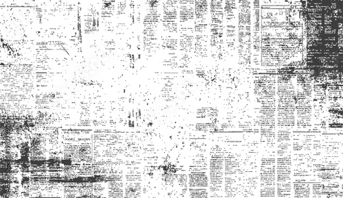 Distressed Black and White Grunge Newspaper Texture Vector Background with Old Vintage Print Text and Ink Splatters