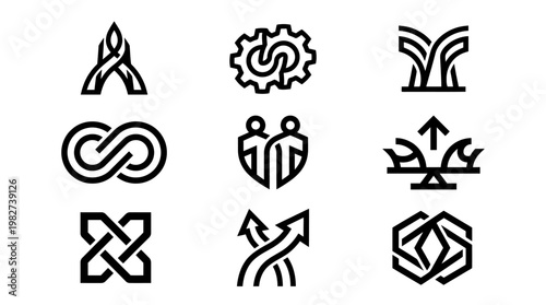 Set of Modern Vector Icons for Business and Technology Applications