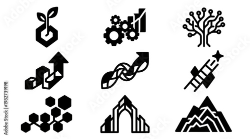 Set of Science and Technology Icons for Innovation and Research Visuals