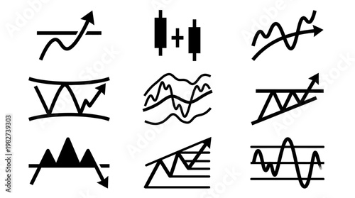 Simple Line Icons Set for Data, Analytics, and Financial Charts