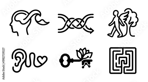Set of Modern Abstract Icons for Technology and Communication Design