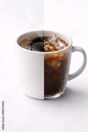 Coffee Showing Hot and Iced Contrast in One Cup