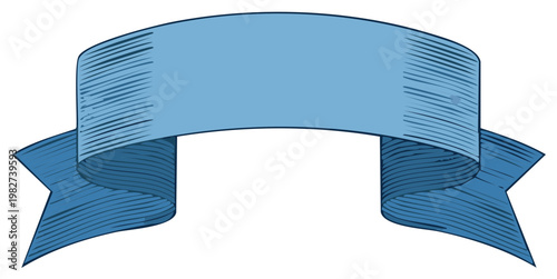 Light Blue Ribbon Banner with Vintage Hatching Style