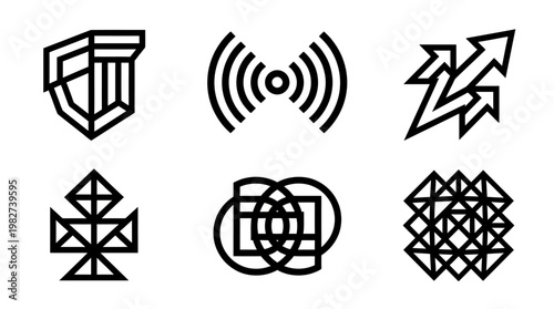 Vector Illustration of Futuristic Tech Network Icons for Digital Connectivity and Modern Communication
