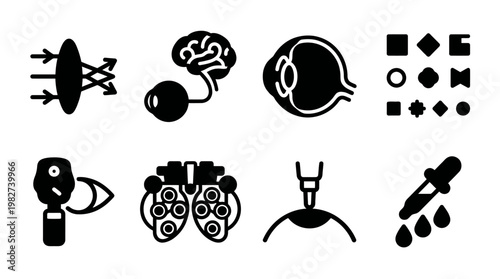 Set of Modern Vector Icons Featuring Abstract Technology and Science Elements for Digital Design