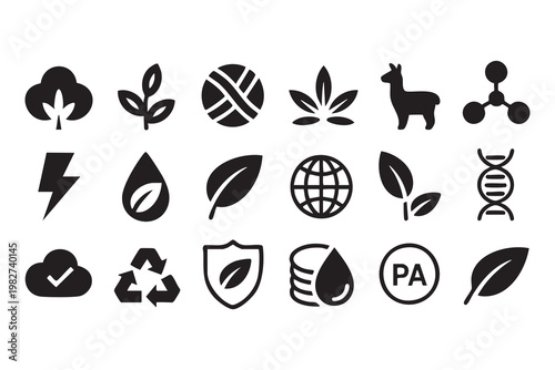 Eco Environment and Green Energy Icon Set for Sustainability Concepts