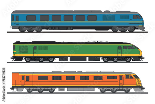 Trains travel along the track in this colorful transport collection.