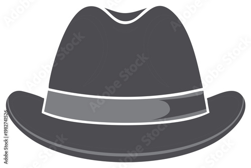 Stylish Graphic Fedora Hat with Ribbon, Classic Headwear, Dark Gray Elegant Design