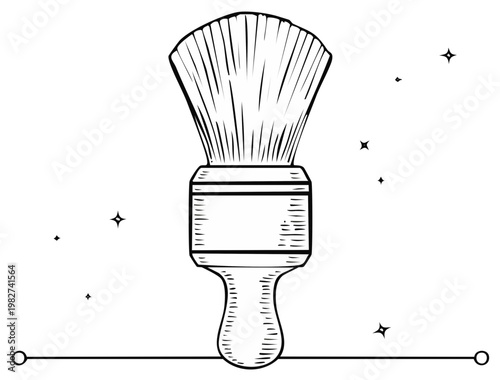 Illustration of a barber's shaving brush with decorative sparkles