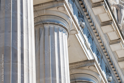 Bild auf Leinwand Architectural detail of classical columns on government building Washington DC U