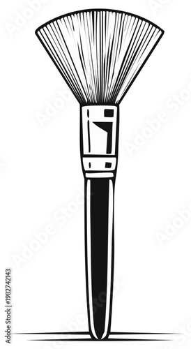 Monochrome Makeup Brush Illustration For Cosmetic and Beauty Products Design