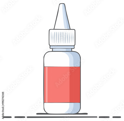 Plastic dropper bottle with blank red label cartoon vector illustration