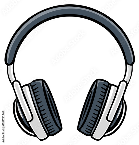 Modern over-ear headphones in a bold cartoon style vector illustration