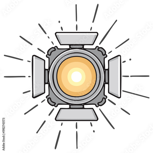 Film Industry Light Cartoon, Media Production, Studio Lighting, Movie Equipment, Cinema Illustration