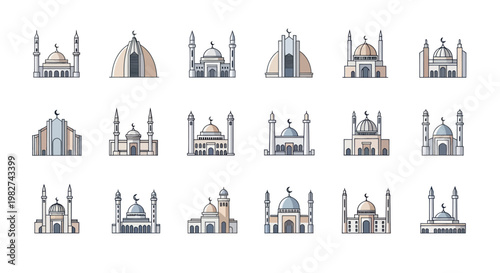 Collection of Islamic Mosques and Religious Buildings, Architectural Icons