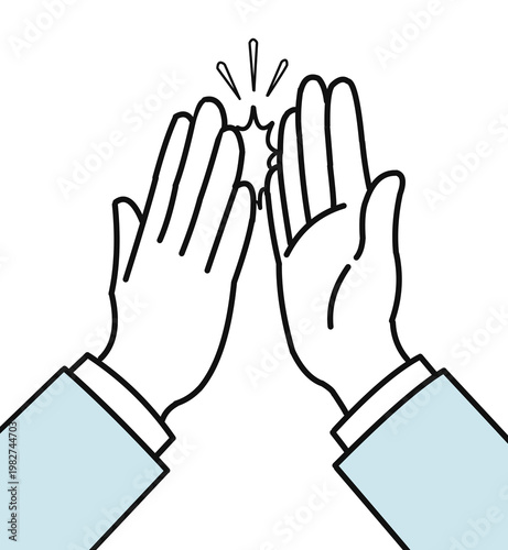 ハイタッチする手のイラスト 成功・達成・チームワークのイメージ