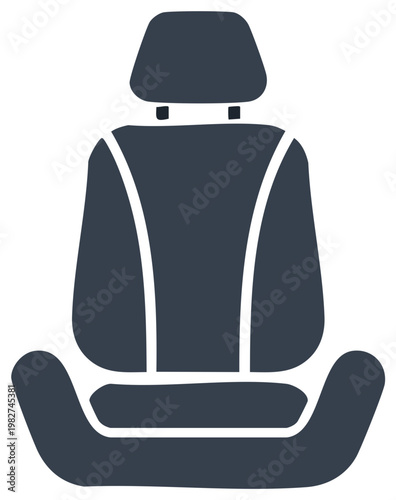 Car seat icon with headrest simple flat vector graphic symbol for automotive design