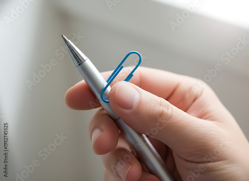 Wallpaper Mural Hand holding a silver pen with a blue loop Torontodigital.ca