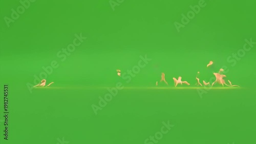 Slow Cinematic Fire Wall Green Screen 4K Video