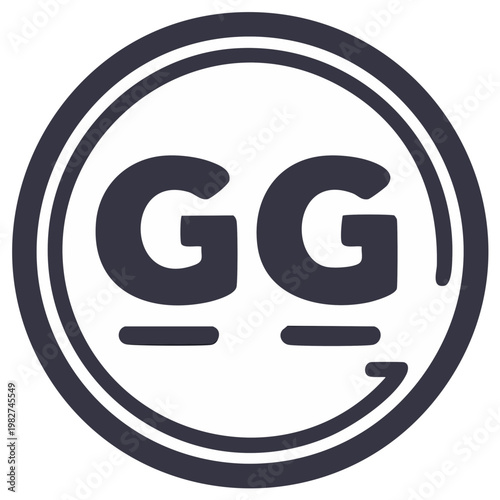 Double G Initial Symbol Design Icon within Circle with Arrow Accents