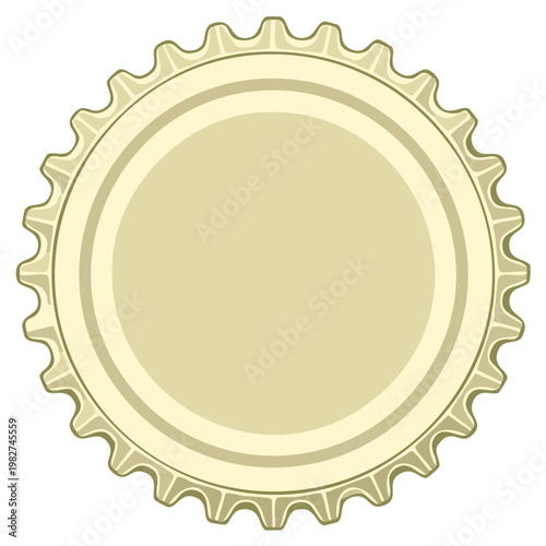 Blank metal bottle cap vector illustration top down view for soda or beer