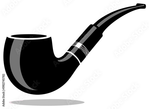 Tobacco Smoking Pipe Illustration Classic Black Isolated on White Background