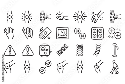 Orthopedic Healthcare Icons for Arthritis Injury and Recovery