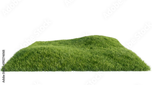 Grass Lush Green Turf Patch Isolated on White - nature, lawn, meadow, landscape, environment