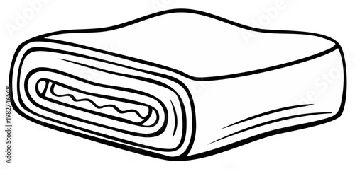Simple cartoon line art drawing of a tightly rolled fabric textile material
