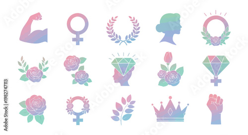 Feminine Power Symbols: Strength, Royalty, Growth, Beauty, Empowerment, Equality, Diversity