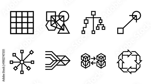 Set of Modern Technology Icons for Digital Applications and User Interface Design