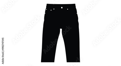 A stark black silhouette of a pair of denim jeans against a white background silhouette