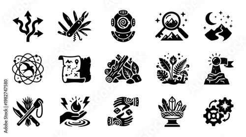 Set of Scientific and Nature Icons for Environmental and Research Projects