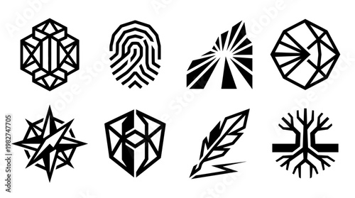 Icons Set Of Geometric Abstract Symbols For Digital Design And Branding