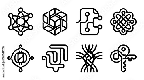 Set of Modern Technology Icons for Digital Interface Design and User Experience