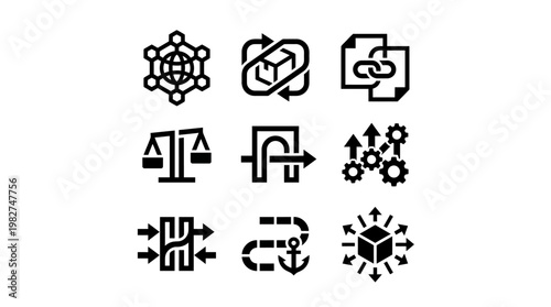 Set of Modern Minimalist Icons for Digital Interface and Application Design