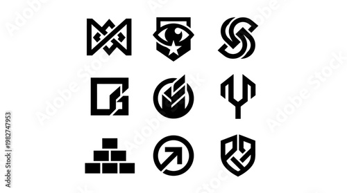 Set of Modern Business Icons for Technology and Digital Services
