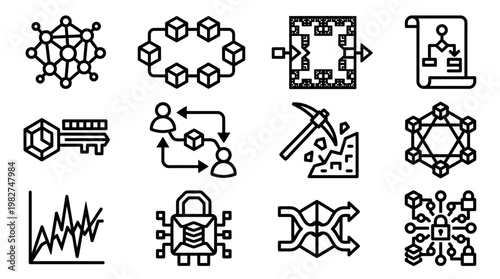 Vector Illustration of Blockchain Network and Digital Security Connection