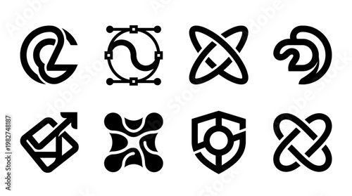 Set of Minimalist Line Art Icons for User Interface and Digital Applications