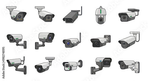 Security Camera Collection: Various CCTV Surveillance Devices, Modern Technology