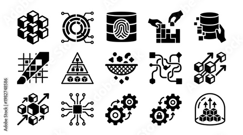 Icons Set of Molecular Structures and Scientific Elements in Modern Style for Technology and Science Topics